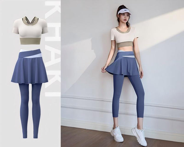 High-Waisted Running Yoga Two-Piece Color-Matched Set