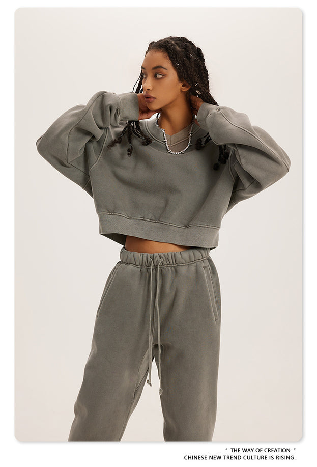 Trendy V-neck And Fleece American Sweatshirt