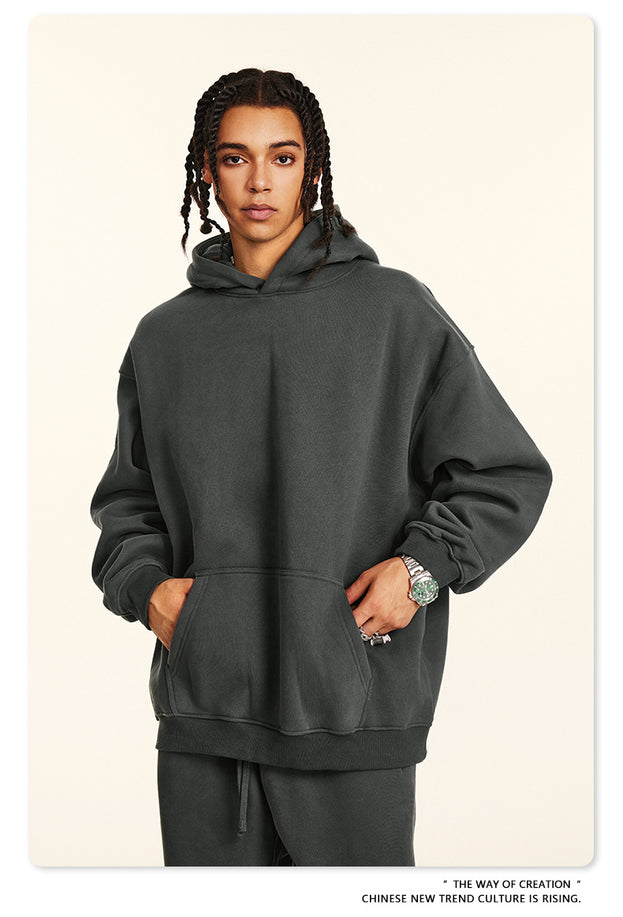 Dopamine Solid-color Fashionable Casual Commuting Youth Hooded Men's Sweatshirt