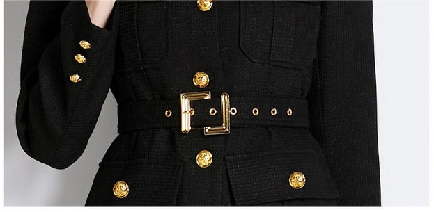 Female Heavy Industry Design Sense Large Lapel Black Blazer and Pant Suits