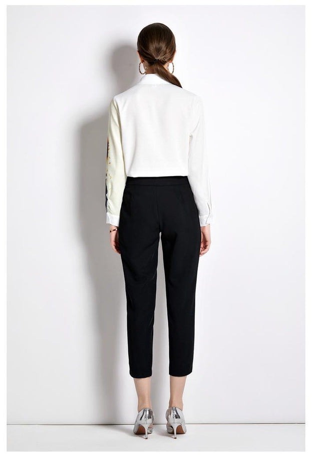 White Shirt New Printed Long-Sleeved Shirt