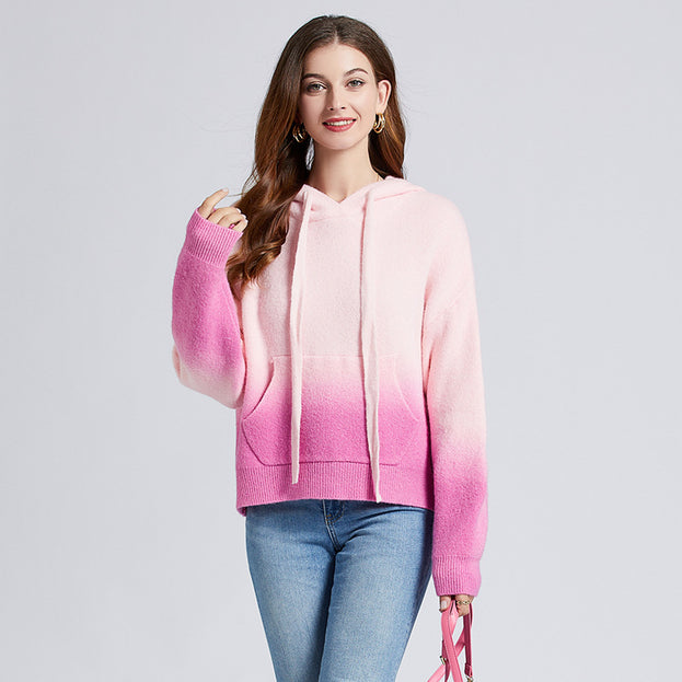 Gradual Change Soft Waxy Lazy Door Sewing Sweater Woman