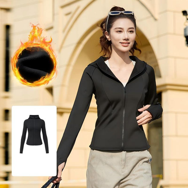 Outdoor Sport Slimming Windproof Hooded Yoga Jacket