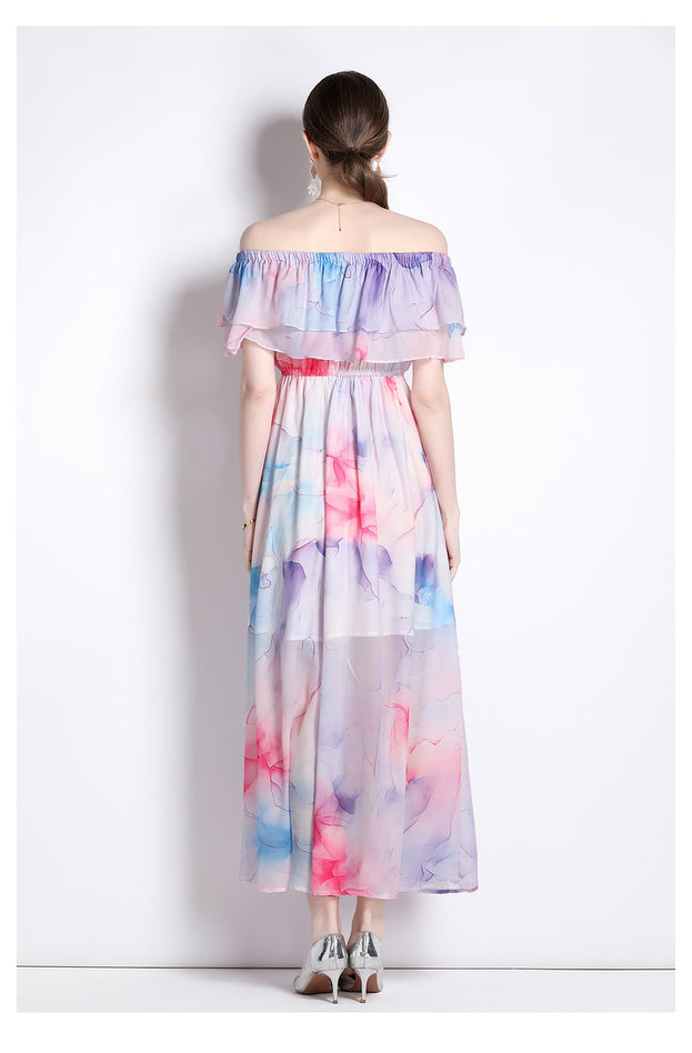 Split Chiffon Long Swing Holiday Dress