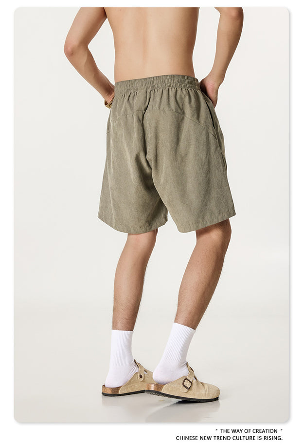 Summer Solid-color Beach Capre Pants, Waterproof Quick-drying Men's Shorts