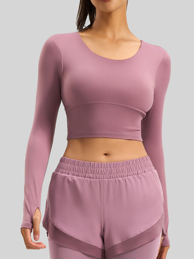 Cross-back Slim-Fit Long-Sleeve Women's Fitness Yoga Top