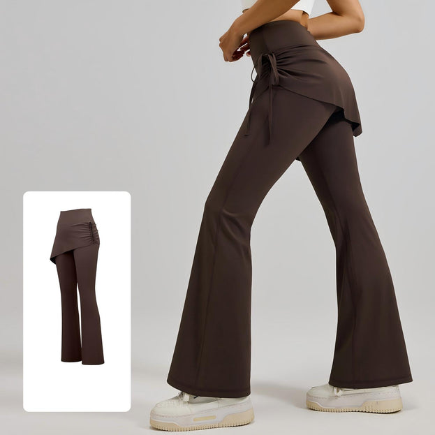High-Waisted Pleated Double-Layer Yoga Flared Pants
