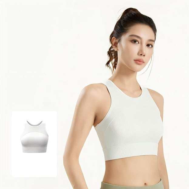 Sports Bra with Fixed Cups and Racerback Straps for Women
