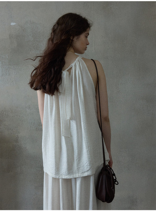 Summer linen strappy sleeveless women's top