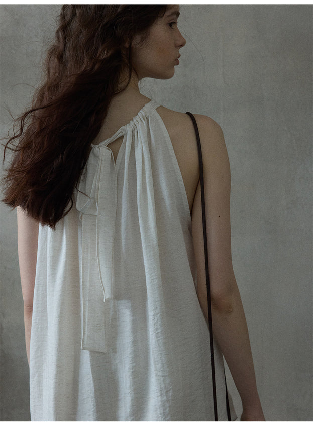 Summer linen strappy sleeveless women's top