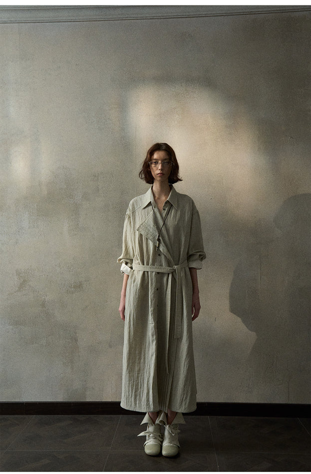 A High-End And Fashionable Embroidered Asymmetrical Tencel Color-matching Women's Coat