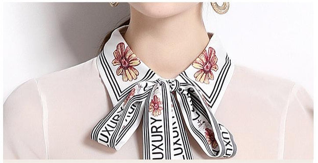 Fashion Vintage Printed Lapel Shirt Large Swing Pleated Skirt Fashion Suit