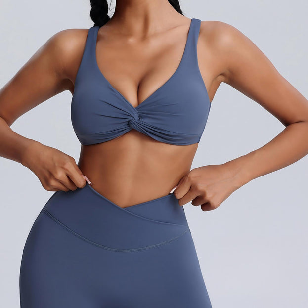 Women's Twisted Knot Chest Pad Exercise Yoga Bra