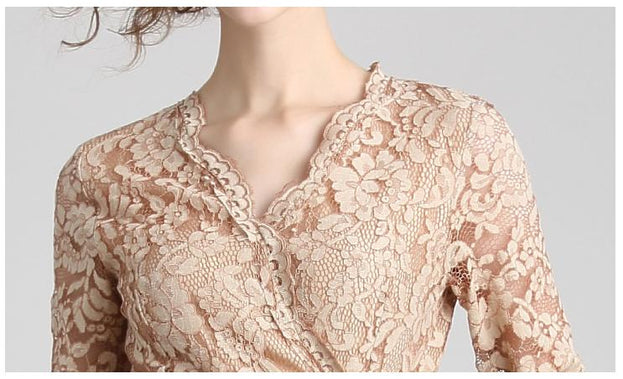 Lace Jumpsuit Women's Autumn Clothes New European and American Sexy V-neck Lace-Up Show Thin Trousers Wide Leg Pants