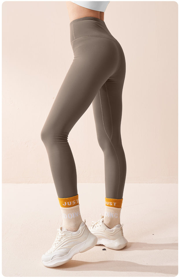 Winter and Autumn Thin Fleece High-Waisted Seamless Yoga Pants for Women