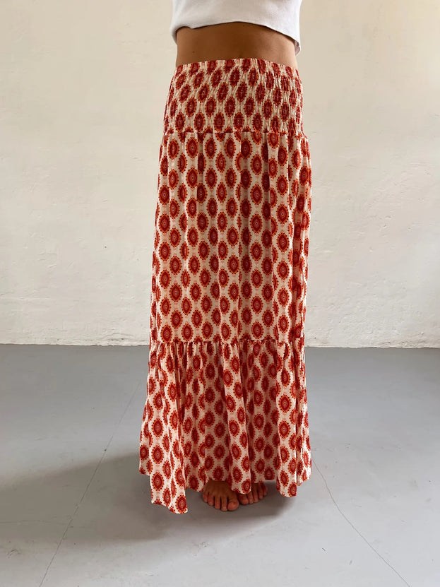 Summer Fashion Versatile Casual Daily A-Line Printed Pleated Skirt for Women