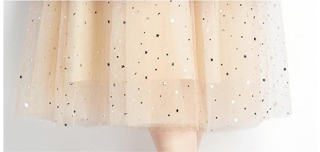 Suit Mesh Stitching Long Skirt
