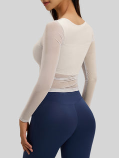 Mesh Long-sleeved Slim-fit Cup Women's Outer Top