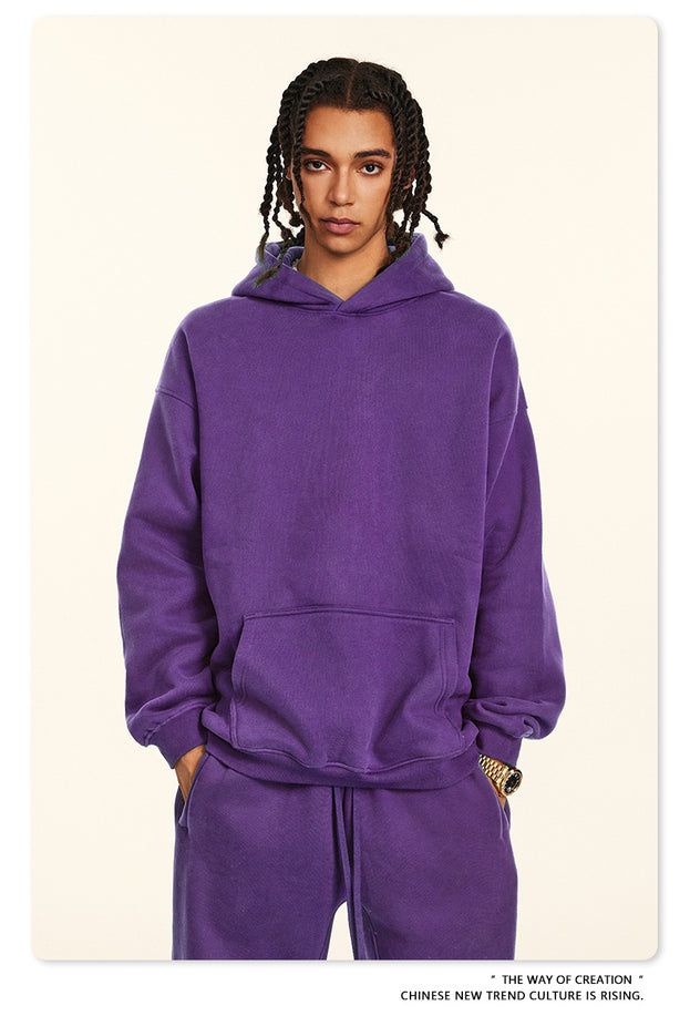 Dopamine Solid-color Fashionable Casual Commuting Youth Hooded Men's Sweatshirt