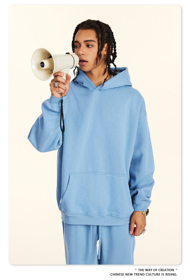 Dopamine Solid-color Fashionable Casual Commuting Youth Hooded Men's Sweatshirt