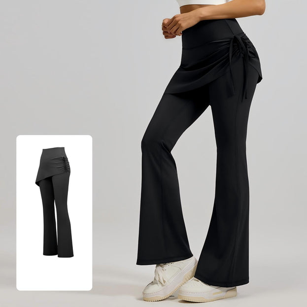 High-Waisted Pleated Double-Layer Yoga Flared Pants