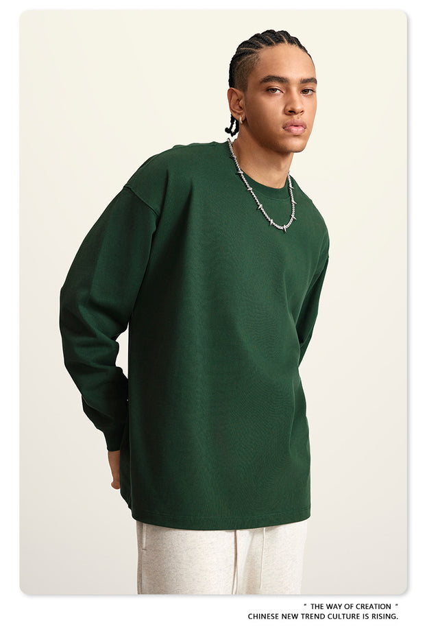 Autumn Solid-color Pure Cotton Loose Commuter Casual Men's T-shirt