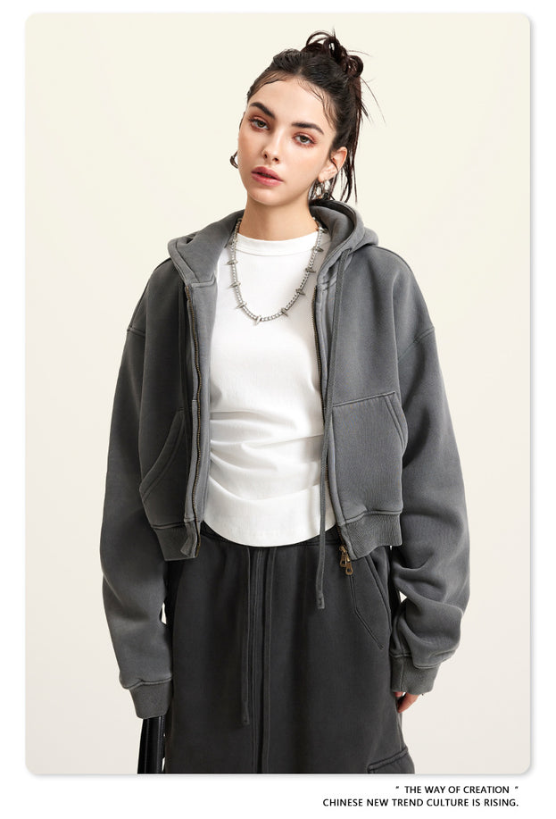 Autumn And Winter Fleece Warm Washed Sports Jacket