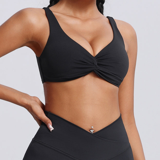 Women's Twisted Knot Chest Pad Exercise Yoga Bra