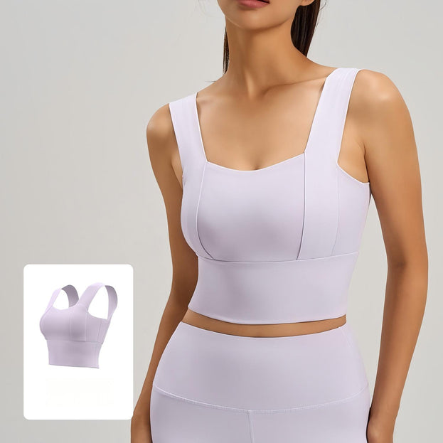 Fixed Cup Gathering Fitness Yoga Back Support Bra