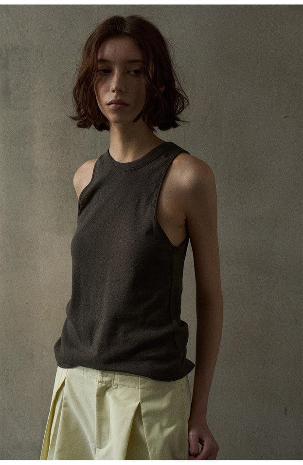 Summer Fashion Trend Round Neck, Solid Color, Pure Cotton Women Top