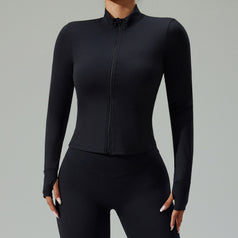 Zip-Up Long-Sleeved Tight-Fitting Yoga Jacket For Women