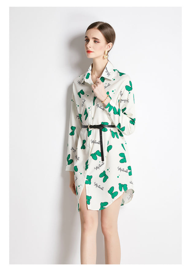 Long-Sleeved Shirt Fashion Slim Vintage Printed Long Shirt