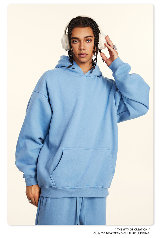 Dopamine Solid-color Fashionable Casual Commuting Youth Hooded Men's Sweatshirt
