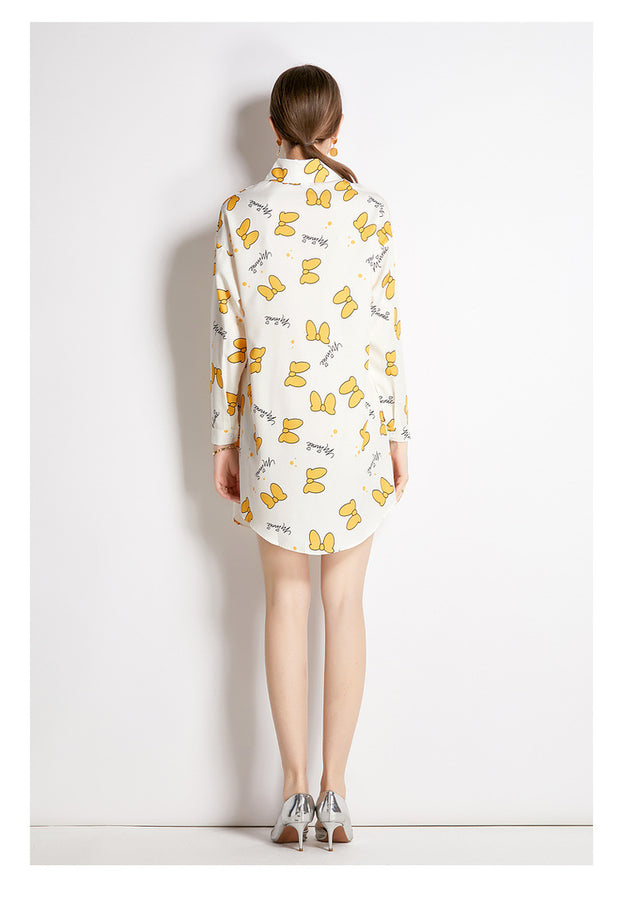 Long-Sleeved Shirt Fashion Slim Vintage Printed Long Shirt