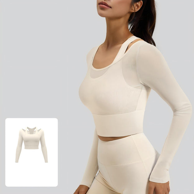 Net Mesh Strap Padded Sports Fitness Yoga Top in Two Pieces