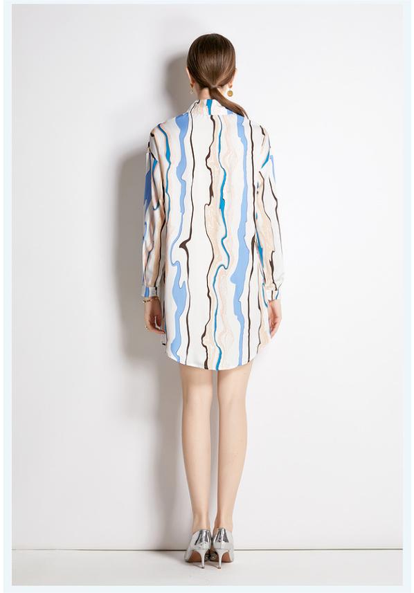 Long Sleeve Shirt With Lapel Collar Fashion Slim Vintage Printed Long Shirt