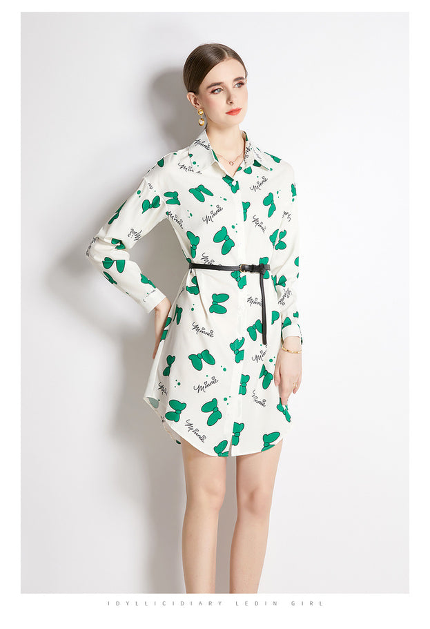 Long-Sleeved Shirt Fashion Slim Vintage Printed Long Shirt
