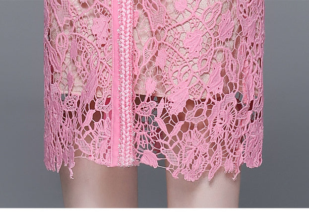 Single Breasted Water Soluble Lace-Up Fanny Pack Hip Mid-Length Dress
