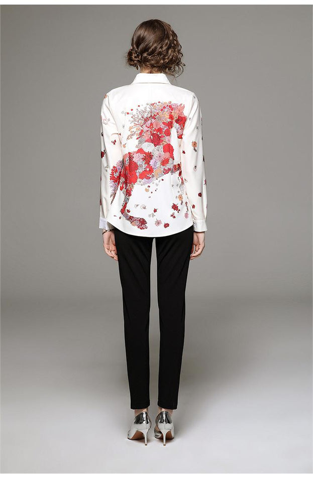 Full Matching Waist Shrink Positioning Printed Shirt