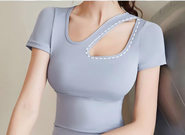 Slimming Naked Short Shoulder Strap Chest Pad Sports Short Sleeve