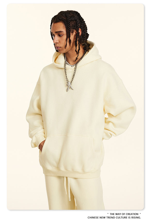 Dopamine Solid-color Fashionable Casual Commuting Youth Hooded Men's Sweatshirt