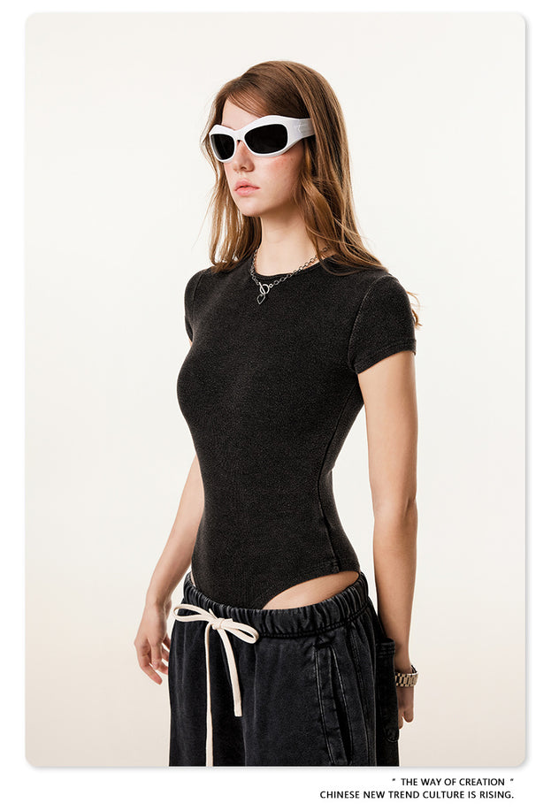 Summer Hot Girl Washed And Aged Fashionable Cotton Top
