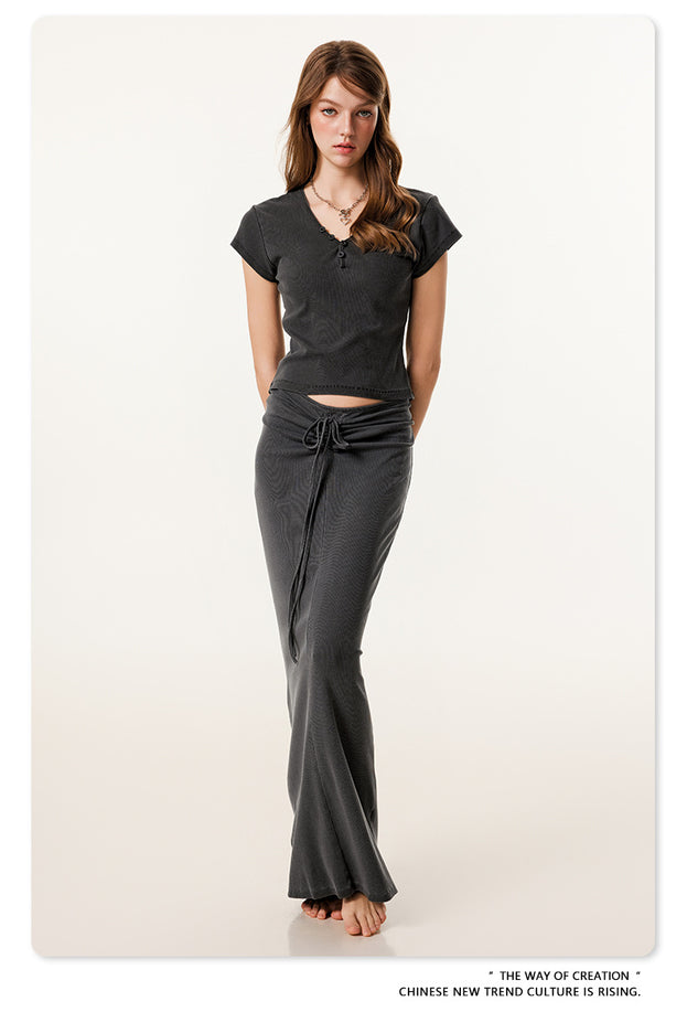 Summer fashionable and sexy slim-fitting pleated skirt