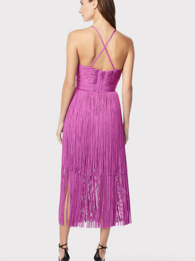 Summer French Elegant Fringed Deep V-Neck Halter Dress for Women