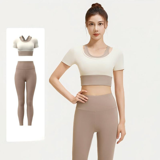 Two-Piece Sports Bra and Yoga Set with Built-in Pads