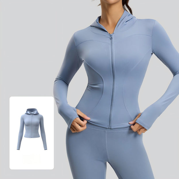 Women's High-Bomb Naked Slim-Fit Tight Hooded Yoga Clothes