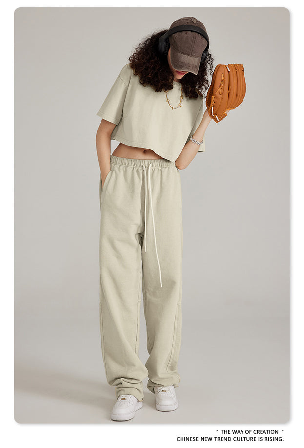 Washed And Aged Trendy Loose Casual Pants