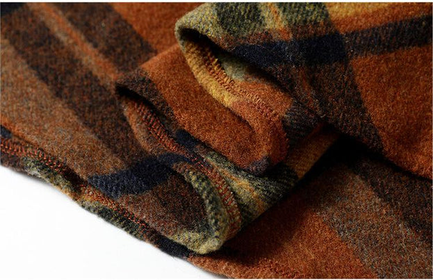 Pullover Long-Sleeved Sweater and Wool Plaid Skirt Set