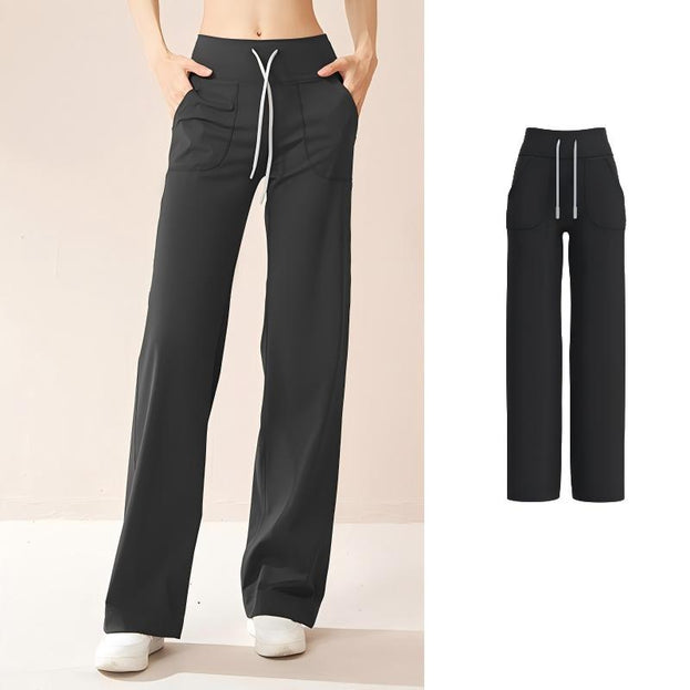 Women's Loose Drawstring High Waist Straight Pants