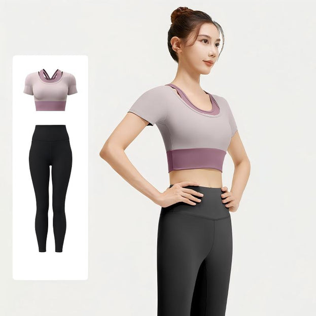 Two-Piece Sports Bra and Yoga Set with Built-in Pads